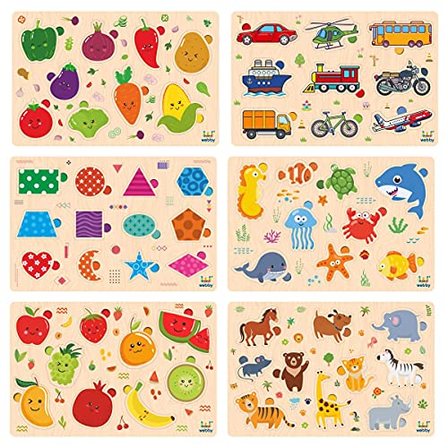 Webby Wooden Educational Colorful Fruits Vegetables Sea Animals Public Transport Shapes Animals Puzz